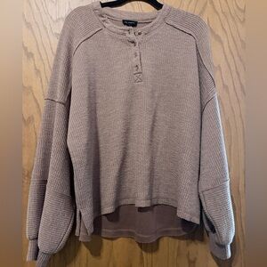 Blu Pepper Ribbed Knit Sweatshirt - Mocha